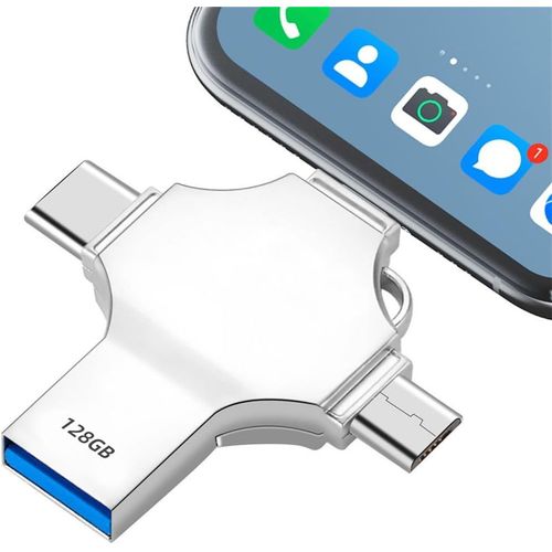 Clé USB 128GB 4 en 1 Alto Volume Clef USB 3.0 128GB Cles Mémoire Portatile USB Drive pourComputer/Phone/PC/Tablette/Vidéo
