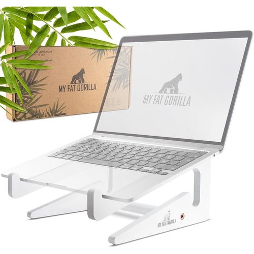 Support en Bambou pour Ordinateur Portable,Universel,Ergonomique et Stable,Support Ecran PC,Laptop Stand (Blanc)