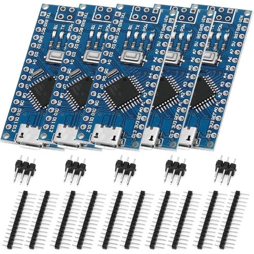 Nano Carte de développement Bin 5 pièces Nano Carte de développement avec Chip CH340 Micro Interface 5V 16M Microcontrôleur Carte Barebones Compatible avec arduino Nano