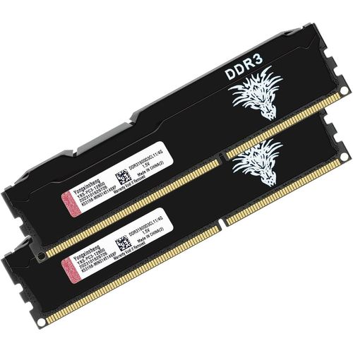 Ram DDR3 8go (2x4go) 1600MHz PC3-12800 Udimm CL11 Non-ECC Unbuffered 1.5V 2Rx8 Double Rang 240 Pin Mémoire Ram Barette Kit pour Ordinateur de Bureau (Noir)
