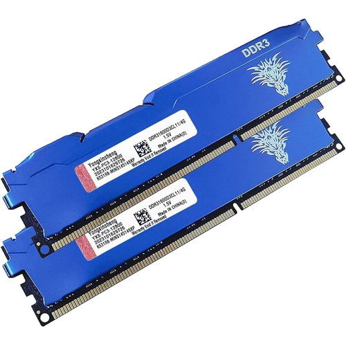 Ram DDR3 8go (2x4go) 1600MHz PC3-12800 Udimm CL11 Non-ECC Unbuffered 1.5V 2Rx8 Double Rang 240 Pin Mémoire Ram Barette Kit pour Ordinateur de Bureau (Bleu)