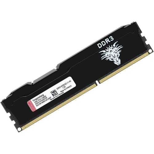 Ram DDR3 4go 1600MHz PC3-12800 Udimm CL11 Non-ECC Unbuffered 1.5V 2Rx8 Double Rang 240 Pin Mémoire Ram Barette pour Ordinateur de Bureau (Noir)