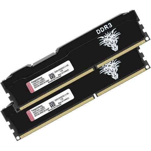 Ram DDR3 16go (2x8go) 1600MHz PC3-12800 Udimm CL11 Non-ECC Unbuffered 1.5V 2Rx8 Double Rang 240 Pin Mémoire Ram Barette Kit pour Ordinateur de Bureau (Noir)