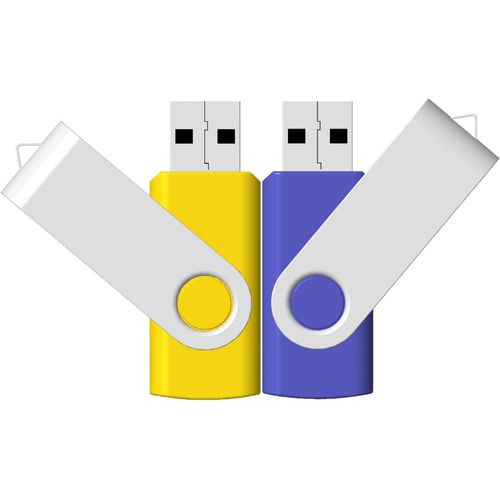 Lot de 2 clés USB 2.0 rotatives en métal 32 Go-Vitesse rapide-Jaune et bleu