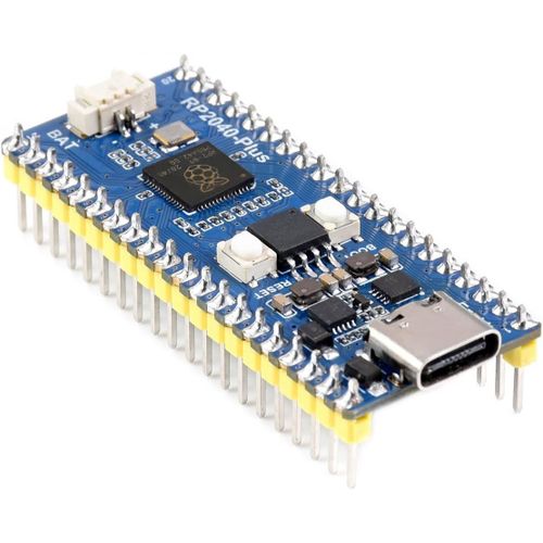 RP2040-Plus avec Header,Pico-Like MCU Carte Basée sur Raspberry Pi RP2040 Puce,Processeur Dual-Core Arm,Intégré 4MB Flash,USB-C Connecteur,en-tête de Recharge et DC-DC Puce