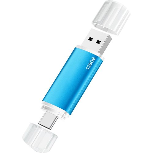 Clé USB C 128 Go 2.0,Pen Drive,OTG Clé USB pour Smartphones,ordinateurs portables,tablettes,PC,Auto (Bleu)
