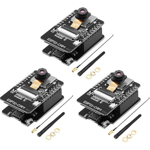 Bin 3 pièce ESP-CAM WiFi Bluetooth Modules,ESPCAM Cartes de développement + OV2640 Caméra + Module de Programmation ESP-CAM-CM avec Micro USB + 2.4G Externe Antenne Compatible avec Arduino