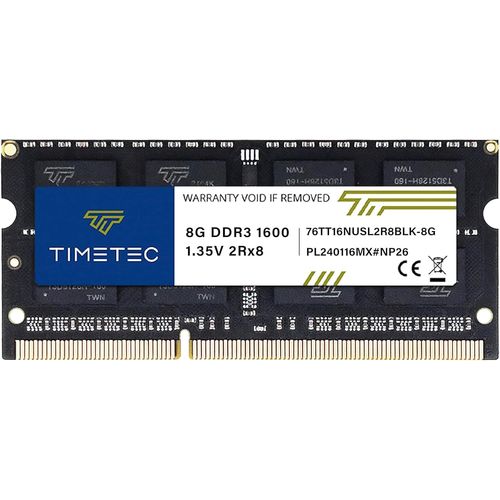 8Go DDR3/DDR3L 1600MHz PC3-12800 Non-ECC sans Tampon 1,35V/1,5V CL11 2Rx8 Double Rang 204 Broches SODIMM Ordinateur Portable Ordinateur Portable mémoire RAM PCB Noir