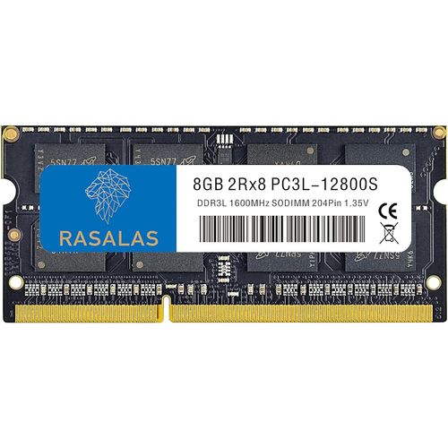 Lot de 1 Barrettes de mémoire RAM DDR3 1600 MHz PC3L-12800 8 Go DDR3 sans ECC 1,35 V CL11 2Rx8 Double Rang SODIMM pour Ordinateur Portable
