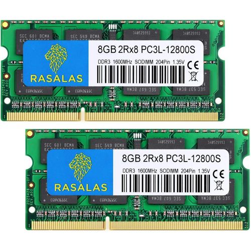 16GB 2x8GB 12800S RAM for Sodimm: PC3L DDR3 1600MHz 12800 1600 Non ECC Unbuffered 1.35V CL11 2Rx8 Dual Rank SODIMM Laptop Memory Ram