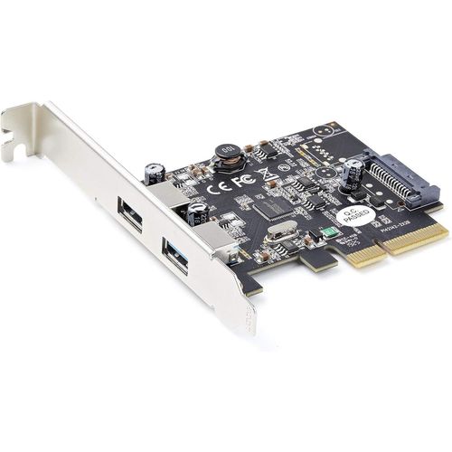 Carte PCIe 2 Ports USB-10Gbps/port-Carte Contrôleur Hôte USB 3.2 Gen 2 Type-A PCI Express 3.0x2-Carte Adaptateur Add.-Full/Low Profile-Windows & Linux (PEXUSB312A3)