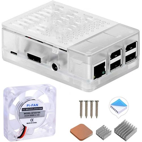Boitier pour Raspberry Pi 3 modèle B + (B Plus),avec Ventilateur et 3PCS Dissipateurs pour Raspberry Pi 3/2 modèle B (n'inclut Pas Le Tableau Raspberry Pi) (Clair)