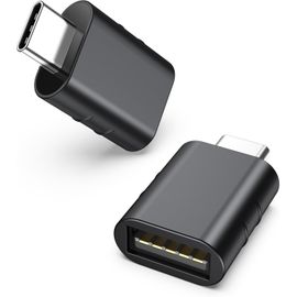 Adaptateur USB C vers USB Pack de 2 Adaptateur USB-C mâle vers USB3 Femelle Compatible avec iPhone 16 Pro Max MacBook Pro Air iMac iPad Mini 6/Pro et Autres appareils Thunderbolt 4 Espace Noir