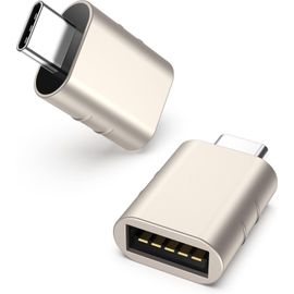 Adaptateur USB C vers USB Pack de 2 Adaptateur USB-C mâle vers USB3 femelle Compatible avec MacBook Pro 2021 iMac iPad Mini 6/Pro MacBook Air 2022 et autres appareils Thunderbolt 4/3 Starlight