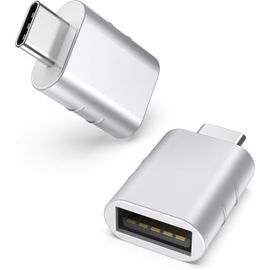 Adaptateur USB C vers USB Pack de 2 Adaptateurs USB-C mâle vers USB3 Femelle Compatible avec MacBook Pro/Air 2021 iMac iPad Mini 6/Pro,Adaptateur Thunderbolt 3/4,Argent
