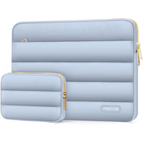 Housse Ordinateur Portable Bouffi 13-13,3 Pouces,Compatible avec MacBook Air 13 13,6 M4 M3 M2 M1/Pro 13/Pro 14,HP,Dell,ASUS,Lenovo,Pochette Horizontal Polyester avec Petit Sac,Bébé Bleu