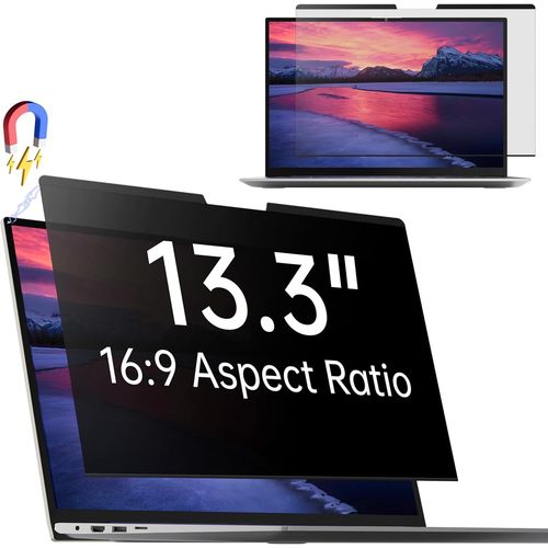 Filtre de Confidentialité Magnétique 13.3 Pouces 16:9 pour Ordinateur Portable-Amovible Protection D'écran Anti Lumiere Bleue-Compatible avec Dell/ASUS/HP/Acer/Lenovo/Thinkpad/Samsung/Sony