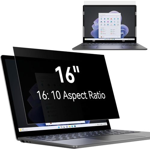 Filtre de Confidentialité 16 Pouces Aspect 16:10,Film Ecran Ordinateur Confidentialité Portable Compatible avec Lenovo/ThinkPad/Acer/Dell/HP/Asus/Sony,Amovible Anti-Lumière Bleu Protection Ecran PC