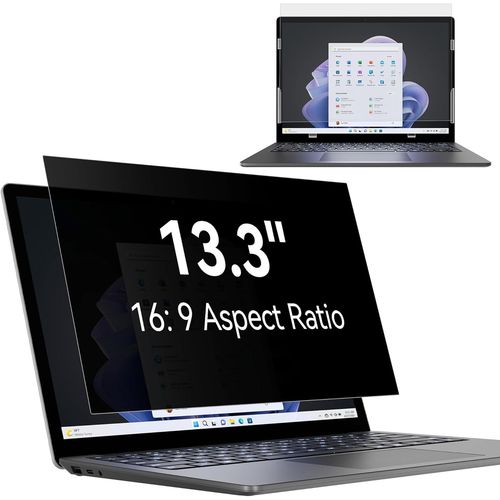 Filtre de Confidentialité 13.3 Pouces Aspect 16:9,Film Ecran Ordinateur Confidentialité Portable Compatible avec Lenovo/ThinkPad/Acer/Dell/HP/Asus/Sony,Amovible Anti-Lumière Bleu Protection Ecran PC