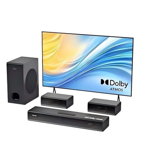 Hiwill A41 Pro Barre de son TV 4.1 - Avec 320W Caisson de Basses Filaire 5,25" 2 Enceintes Surround - Noir