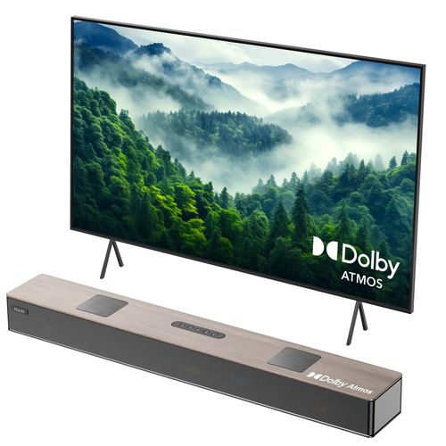 Hiwill A502 Barre de Son TV 400W Dolby Atmos - Avec Double Caisson 2,5" - Noyer
