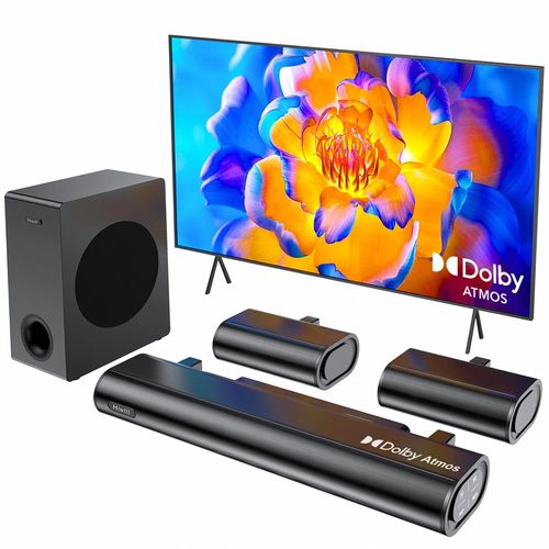 Hiwill A51 Barre de Son TV 5.1 Dolby - 380W Avec Caisson 5,25" 2 Enceintes Surround - Noir