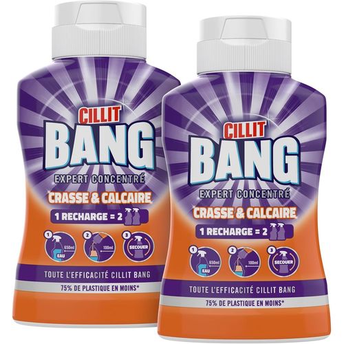 Crasse Et Calcaire-Nettoyant Salle De Bain Anti Calcaire-2 Recharges = 4 Sprays-2x200 ml