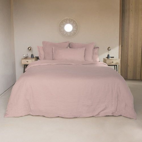 Drap Housse Lin Lavé Rose 200x200x40