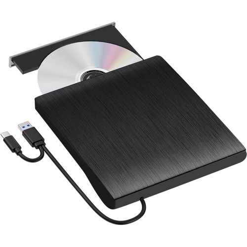 Lecteur CD/DVD Externe USB 3.0 et Type C Portable CD-R/-RW Drive,Lecteur Graveur Portable CD,pour PC,Laptop,Desktops,Windows 7/8/10/11/XP/Vista/Linux et Mac OS/Macbook.[Z20]
