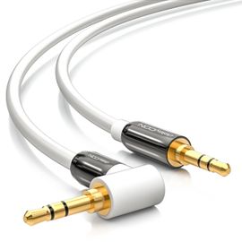 1m Câble Jack 3,5mm AUX Câble Stéréo Câble Audio Prise Jack 1x Courbée à 90° pour PC Smartphone Tablette Voiture Lecteur Hi-Fi-Blanc