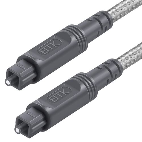 Câble Audio Numérique Optique Toslink -8m [Gaine En Coton Tressé,Durable Et Flexible] Cordon Fibre Optique Pour Home Cinéma,Barre De Son,Tv,Ps4,Xbox Et Plus