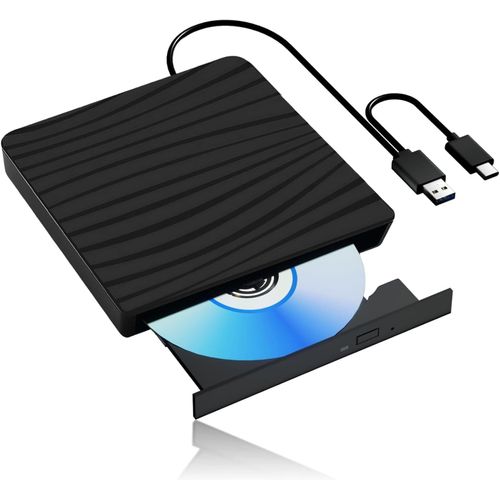 Lecteur CD/DVD Externe pour PC,USB 3.0 Graveur Enregistreur Portable RW/ROM Mince Transmission Rapide Câble USB Intégrée Windows/Mac OS/Macbook/Laptop/Desktops/PC