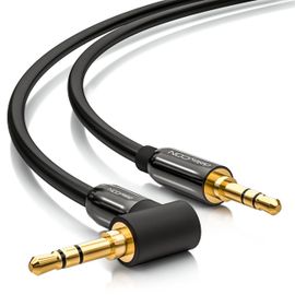 0,5m Câble Jack 3,5mm AUX Câble Stéréo Câble Audio Prise Jack 1x Courbée à 90° pour PC Smartphone Tablette Voiture Lecteur Hi-Fi-Noir