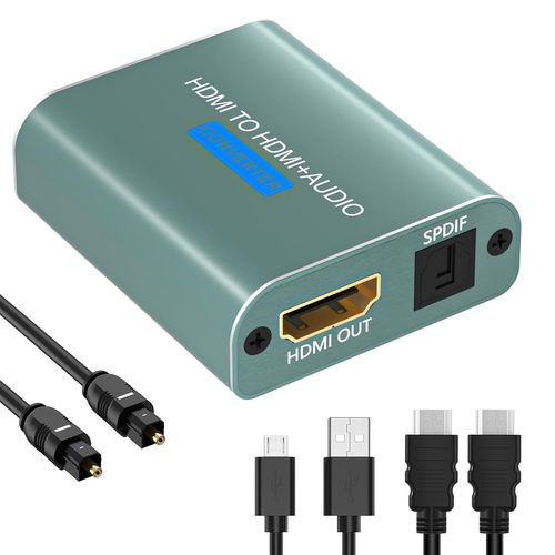 Extracteur Audio HDMI,Adaptateur HDMI Optique Compatible avec HDCP,DTS Numérique et PCM,Convertisseur HDMi en Optique pour Blu-ray,DVD,PS4,PS5,Xbox,Ordinateur Portable