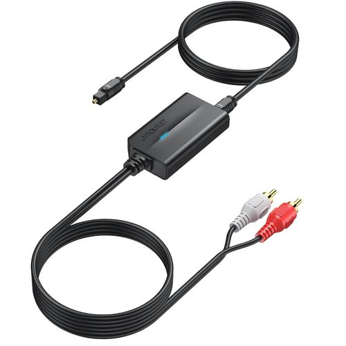 RCA à SPDIF,RCA à Optique Convertisseur Audio Analogique à Numérique avec avec Optique 1m + RCA 1.1m pour les Platines,Téléviseurs,Lecteurs CD,Systèmes de Home Cinéma