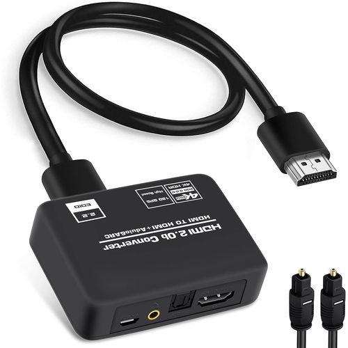 Adaptateur convertisseur HDMI 2.0b 4K @ 60 Hz,HDMI ARC + Toslink optique SPDIF + sortie audio stéréo 3,5 mm,compatible HDCP2.2 Digital PCM DTS 5.1,câble optique inclus