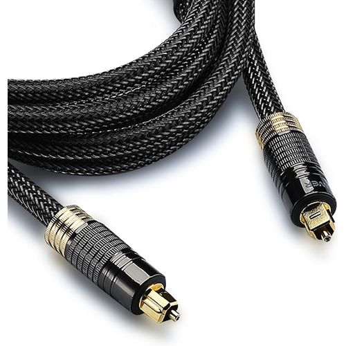 Câble Optique Audio Toslink 3m-Cordon Fibre Optique Audio Plaqué Or 24K pour Home Cinema,Chaine HiFi,Ampli,Freebox,Barre de Son,Amplificateur,Lecteur Blu-Ray Receveur Satellite-Noir