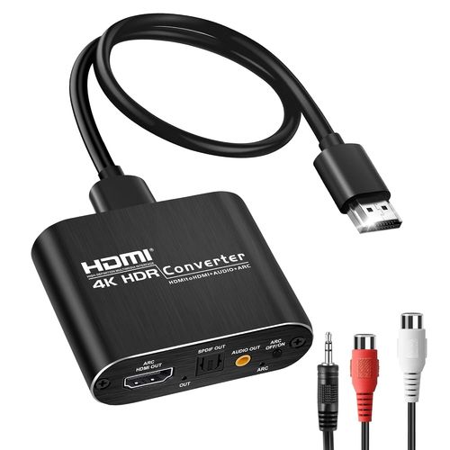 Extracteur HDMI 4K Vers HDMI + Optique Toslink SPDIF + Sortie Audio Stéréo Auxiliaire 3,5 mm-Adaptateur Convertisseur Compatible 4K@60Hz HDCP1.4 Full HD 1080p 3D