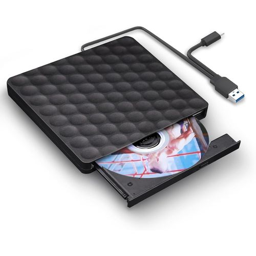Lecteur CD/DVD Externe USB 3.0 et Type C Portable CD-R/-RW Drive,Lecteur Graveur Portable CD,pour PC,Laptop,Desktops,Windows 7/8/10/11/XP/Vista/Linux et Mac OS/Macbook.[Z18]