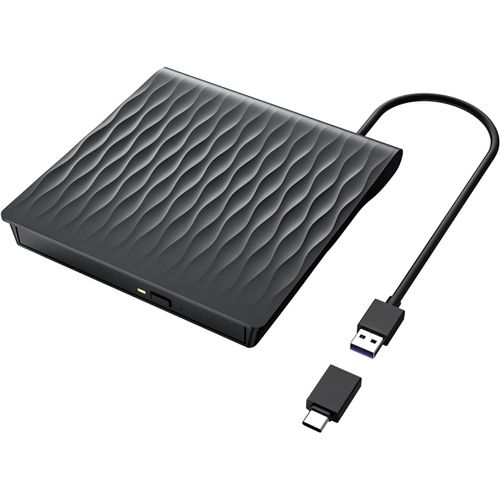 Lecteur CD Externe USB 3.0 & Type-C,Professionnel Lecteur DVD Externe pour PC,Graveur CD DVD +/-RW pour Laptop,Desktop,iMac,MacBook,Compatible avec Windows11/10/8/7/XP/Vista/Linux/MacOS