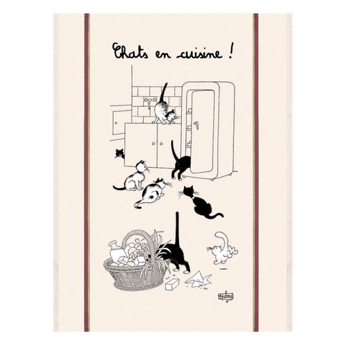 Grand Torchon Dubout Chats En Cuisine Ecru 60 X 80 Cm Winkler