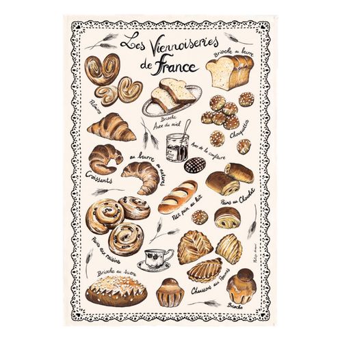 Torchon Les Viennoiseries Françaises Ecru 48 X 72 Cm Winkler