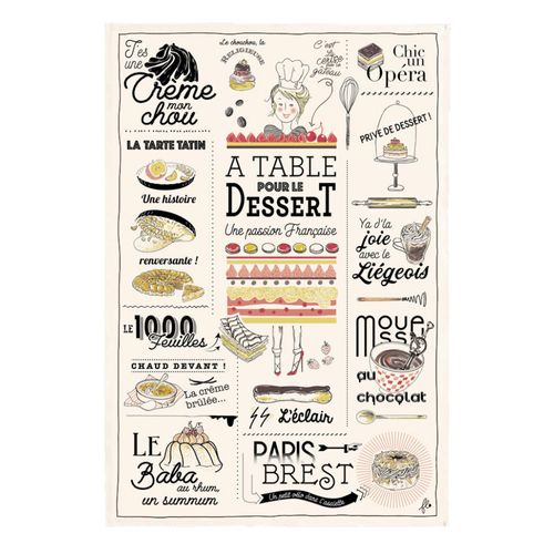 Torchon Les Desserts Français Ecru 48 X 72 Cm Winkler