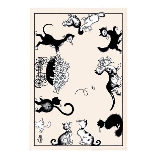 Torchon Dubout Chats Farandole Ecru 48 X 72 Cm Winkler