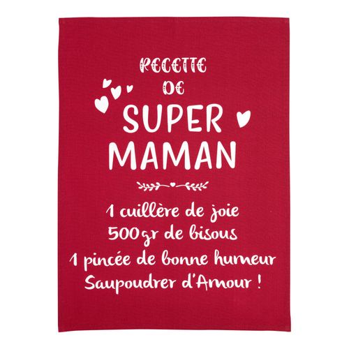 Torchon Message Super Maman Rouge 50 X 70 Cm Winkler