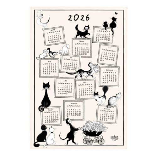 Torchon Dubout Calendrier 2026 Ecru 48 X 72 Cm Winkler