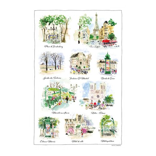 Torchon Paris Scénettes Blanc 48 X 72 Cm Winkler