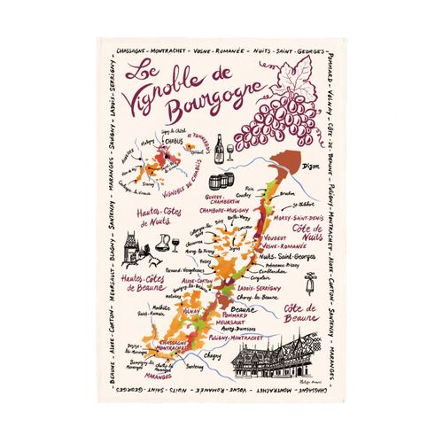 Torchon La Carte Des Bourgognes Ecru 48 X 72 Cm Winkler