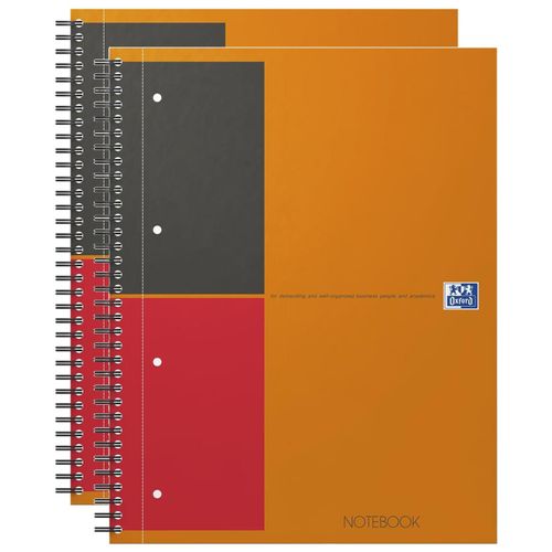 Oxford Lot De 2 Notebooks A4+ Spiralé 160 Pages Lignée 6 Mm Orange