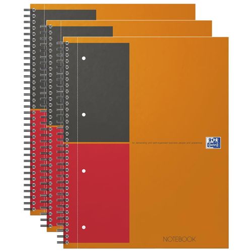 Oxford Lot De 3 Notebooks A4+ Spiralé 160 Pages Lignée 6 Mm Orange